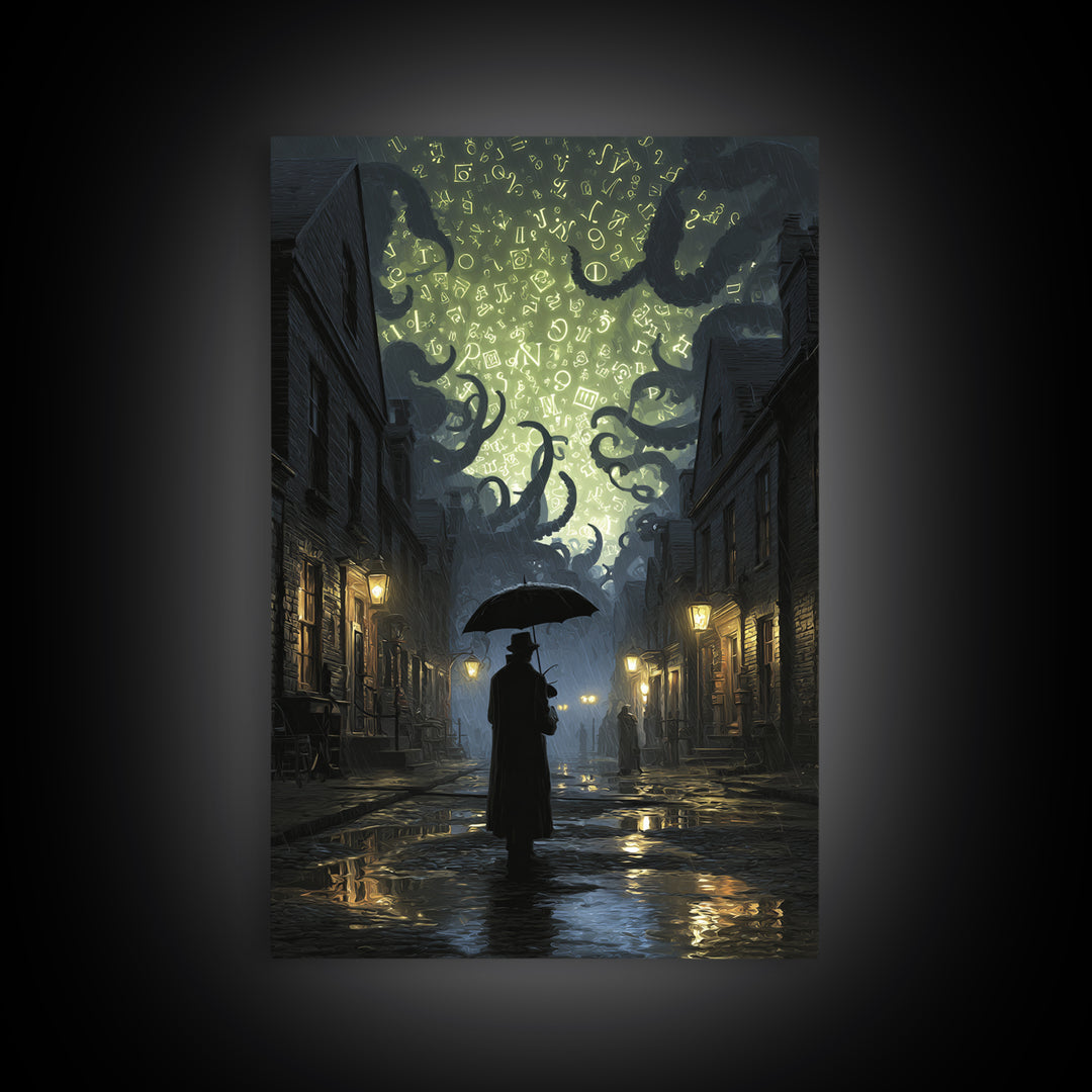 The Umbrella Of The Outer Rain, Vertical Wall Art, Gothic Horror Wall Art, Canvas Print, Halloween Wall Decor, Gothic Home Decor