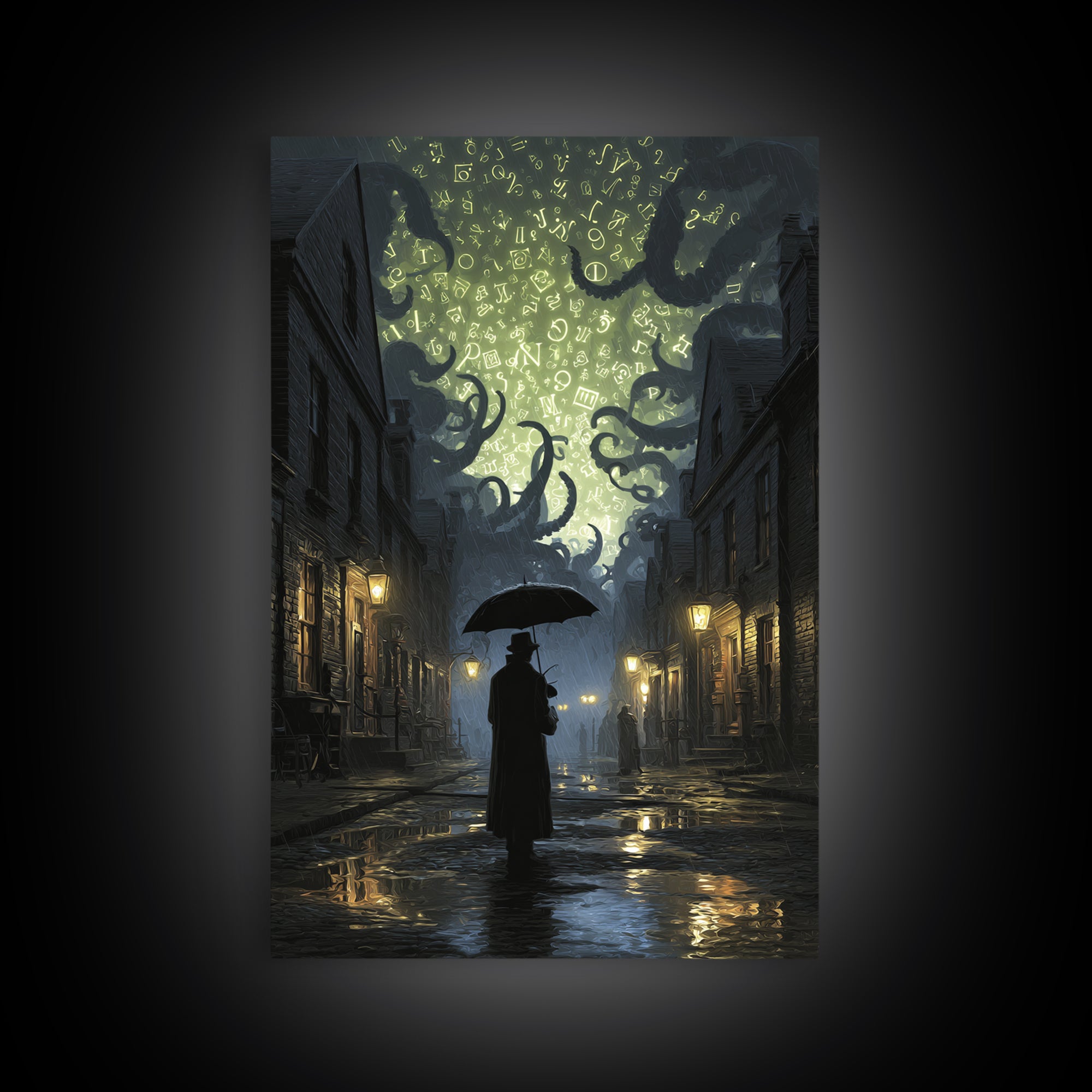 The Umbrella Of The Outer Rain, Vertical Wall Art, Gothic Horror Wall Art, Canvas Print, Halloween Wall Decor, Gothic Home Decor