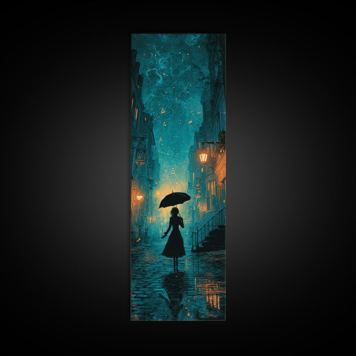 The Umbrella Of The Outer Rain, Tall Narrow Wall Art, Lovecraftian Horror Art, Canvas Print, Halloween Wall Decor, Gothic Home Decor