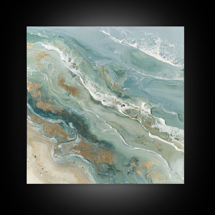 Calming Abstract Ocean Waves Framed Canvas Print, Dental Office Art, Dental Hygiene, Office Decor, Calm, Medical Office Art, DOA-1x1-1