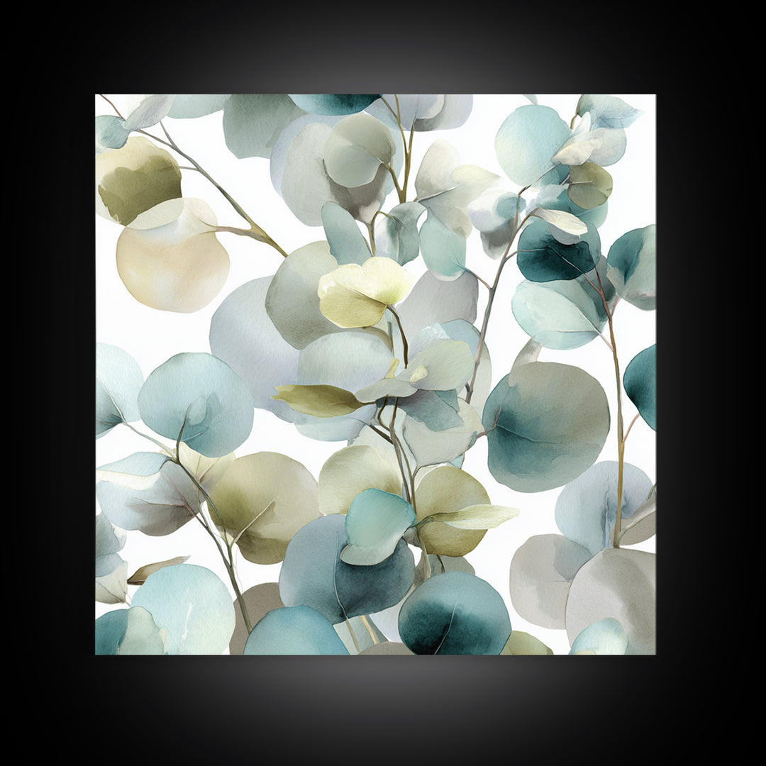 Soft Botanical Eucalyptus Print for Clean Atmosphere Canvas Print, Dental Office Art, Dental Wall Art, Office Decor, Calm, DOA-1x1-27