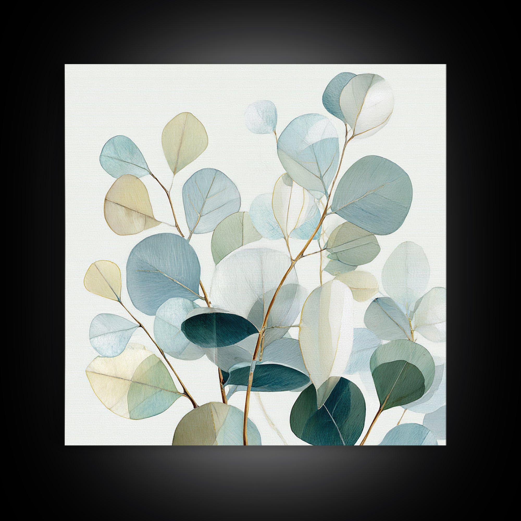 Soft Botanical Eucalyptus Print for Clean Atmosphere Canvas Print, Dental Office Art, Office Wall Art, Office Decor, Calm, DOA-1x1-3