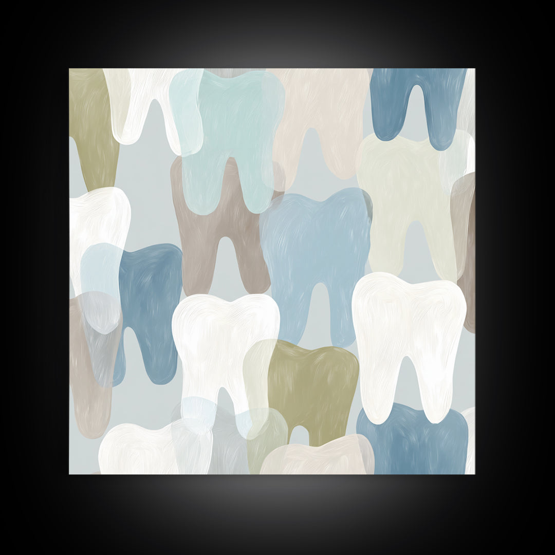 Playful Tooth Shaped Character Canvas Print, Dental Office Art, Medical Office Decor, Office Decor, Abstract Art, Calm, DOA-1x1-30