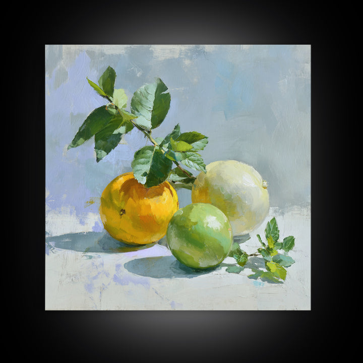 Fresh Citrus and Mint Still Life Canvas Print, Dental Office Art, Dental Office Decor, Office Decor, Calm, Science Art, DOA-1x1-31