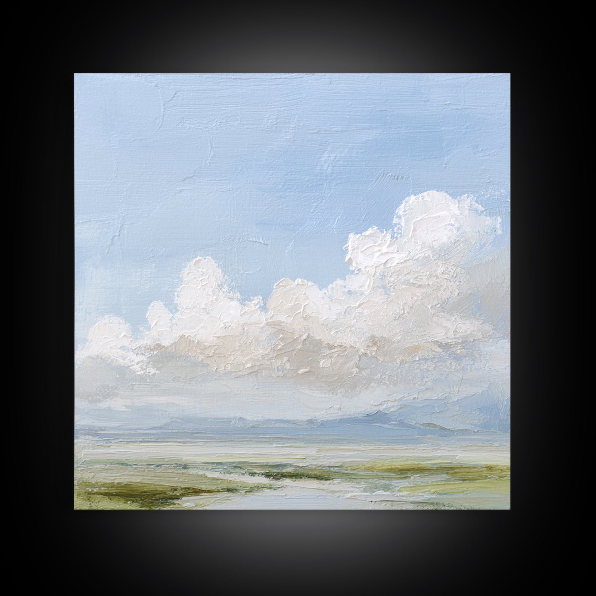 Peaceful Clouds over Open Meadow Framed Canvas Print, Dental Office Art, Dentistry Art, Office Decor, Fine Art, Calm, DOA-1x1-33