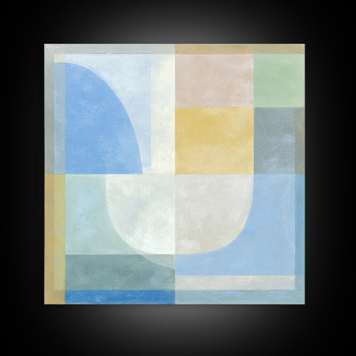 Simple Rainbow Pastel Shapes for Children Canvas Print, Dental Office Art, Dental Decor, Office Decor, Abstract Art, Calm, DOA-1x1-45