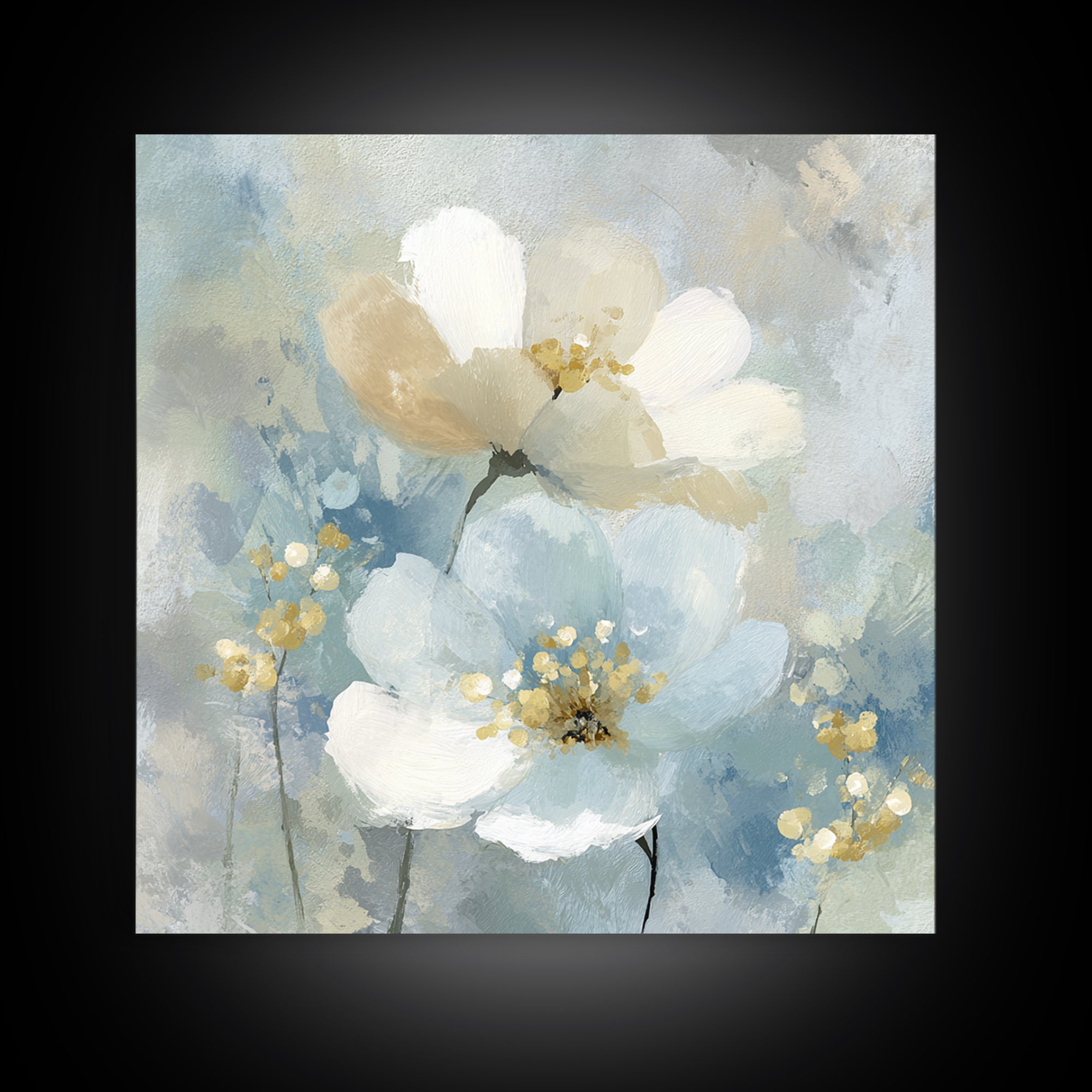 Sterile Modern Floral Painting Canvas Print, Dental Office Art, Science Art, Office Decor, Fine Art, Calm, Boho Decor, DOA-1x1-59
