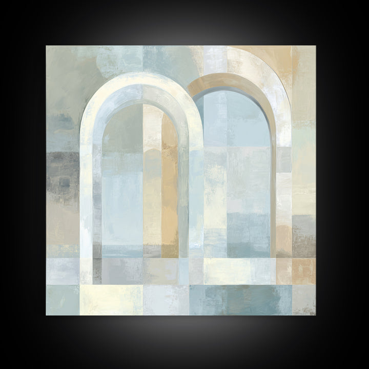 Light Scandinavian Abstract Arches Framed Canvas Print, Dental Office Art, Dental Assistant, Office Decor, Fine Art, Calm, DOA-1x1-65