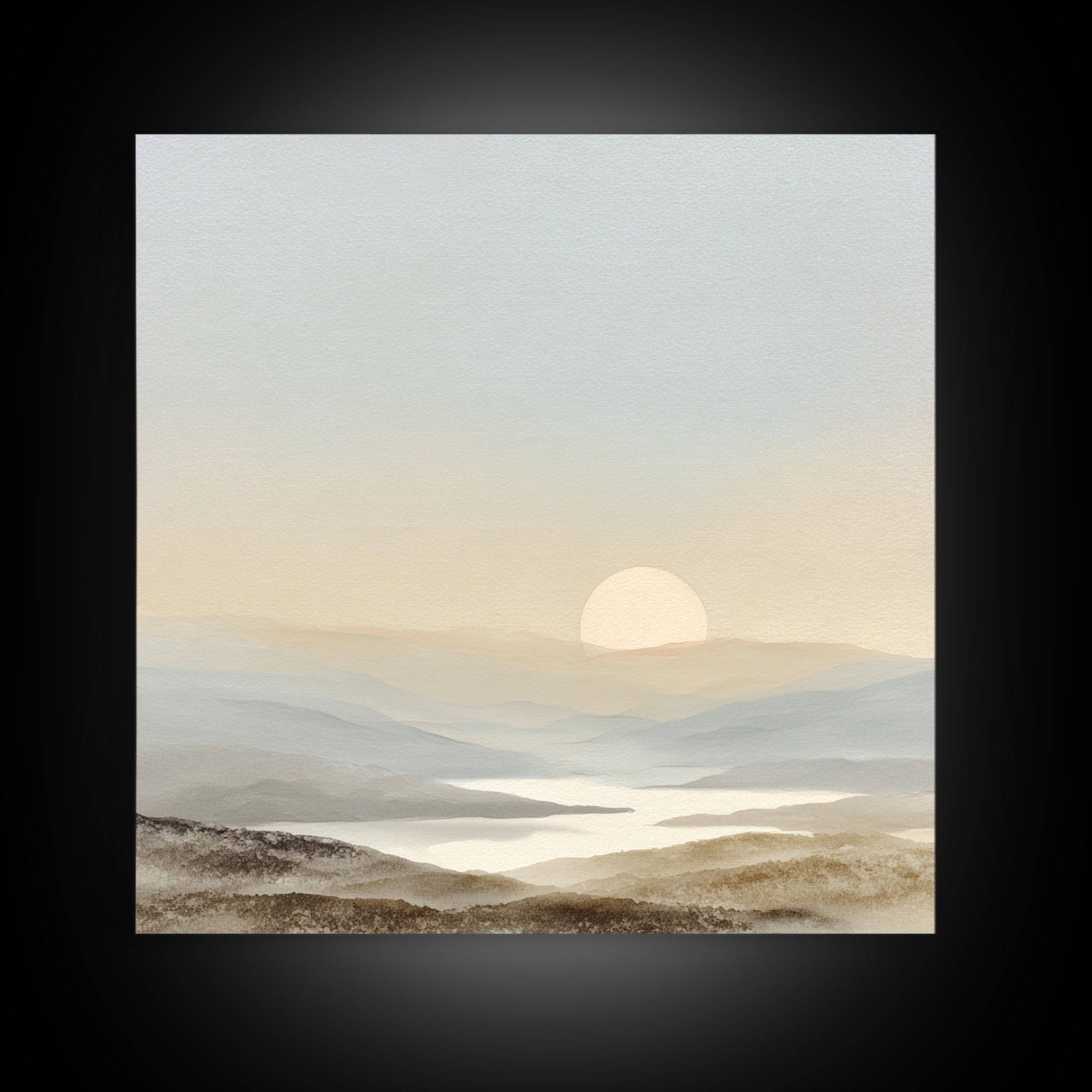 Soft Gradient Sunrise Framed Canvas Print, Dental Office Art, Tooth Art, Office Decor, Calm, Modern Decor, Fine Art Print, DOA-1x1-68