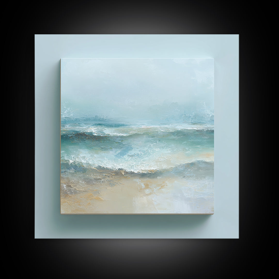 Calming Abstract Ocean Waves Framed Canvas Print, Dental Office Art, Dentist Art, Office Decor, Watercolor Art, Calm, DOA-1x1-73