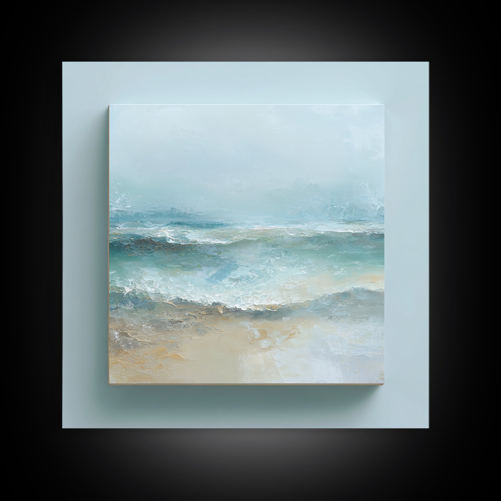 Calming Abstract Ocean Waves Framed Canvas Print, Dental Office Art, Dentist Art, Office Decor, Watercolor Art, Calm, DOA-1x1-73