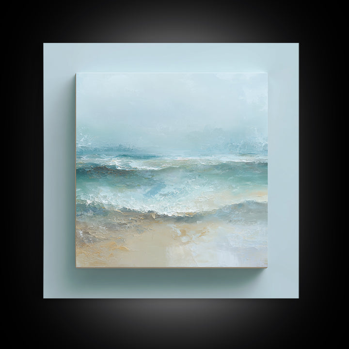 Calming Abstract Ocean Waves Framed Canvas Print, Dental Office Art, Dentist Art, Office Decor, Watercolor Art, Calm, DOA-1x1-73