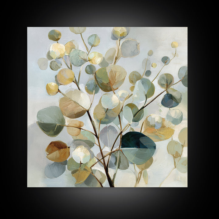 Soft Botanical Eucalyptus Print for Clean Atmosphere Canvas Print, Dental Office Art, Dental Office, Office Decor, Calm, DOA-1x1-75