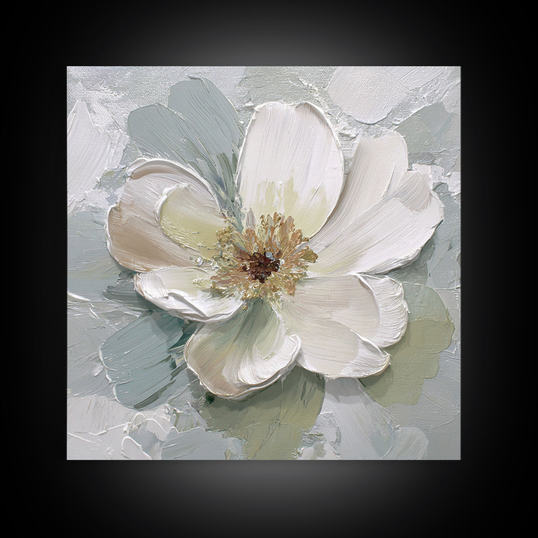 Sterile Modern Floral Painting Framed Canvas Print, Dental Office Art, Home Decor, Office Decor, Oil Painting, Calm, DOA-1x1-83