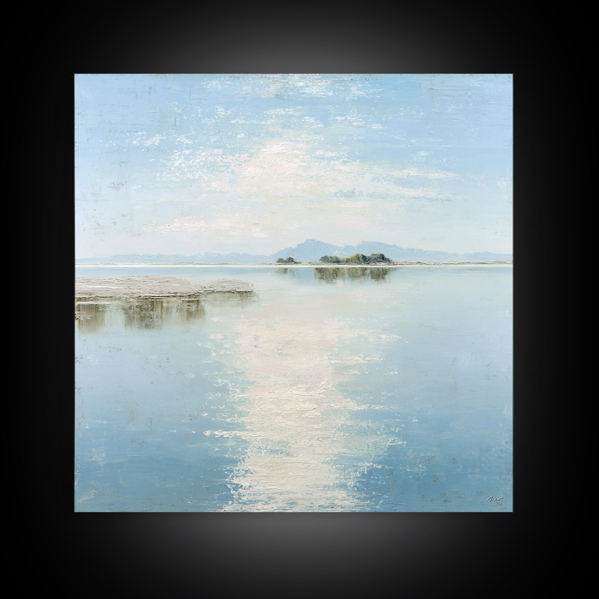 Sunlit Lake with Calming Reflections Canvas Print, Dental Office Art, Gallery Decor, Office Decor, Calm, Minimalist Decor, DOA-1x1-87