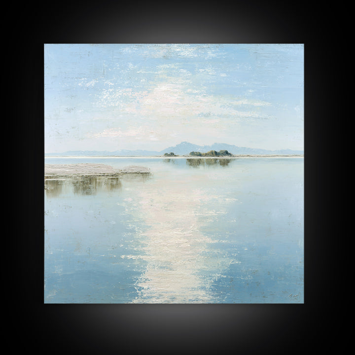 Sunlit Lake with Calming Reflections Canvas Print, Dental Office Art, Gallery Decor, Office Decor, Calm, Minimalist Decor, DOA-1x1-87