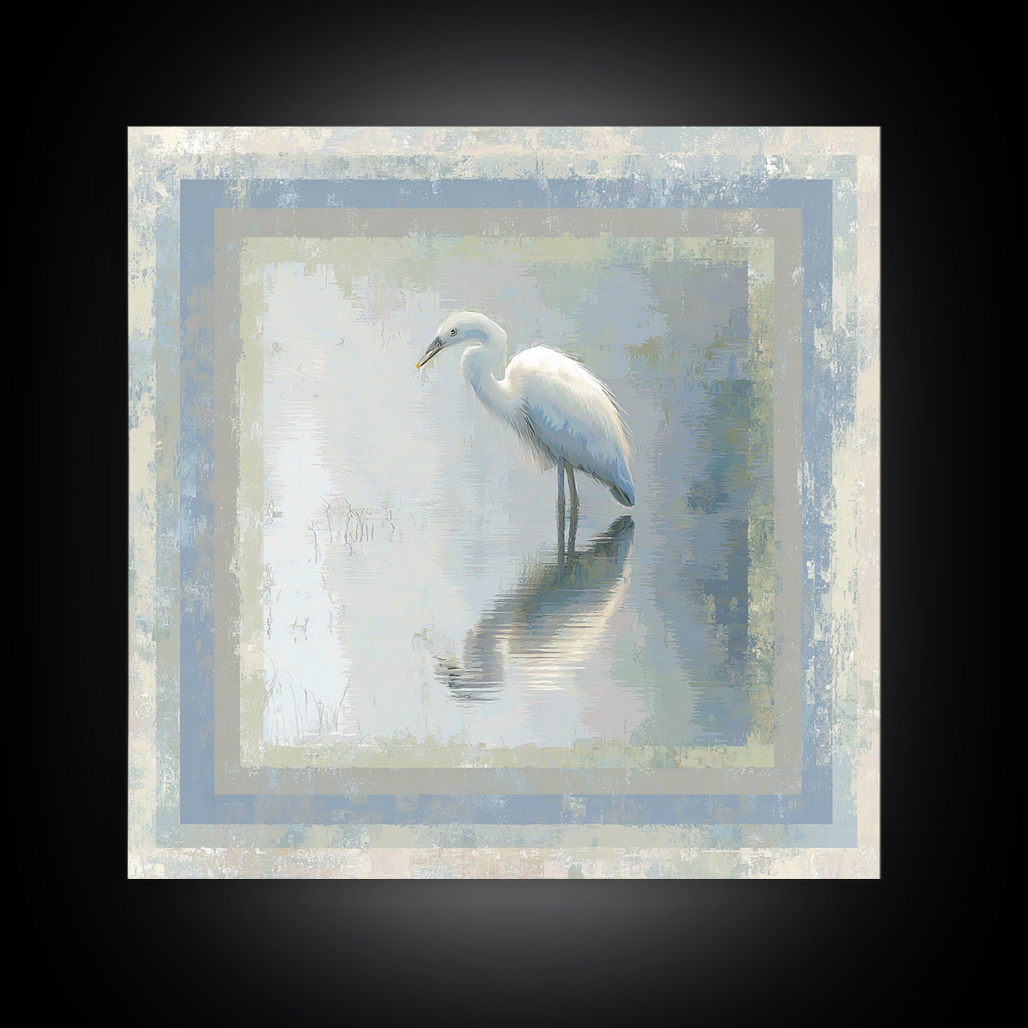 Blue Heron by Calm Marsh Water Canvas Print, Dental Office Art, Office Decor, Fine Art, Calm, Art Print, Room Decor, DOA-1x1-95