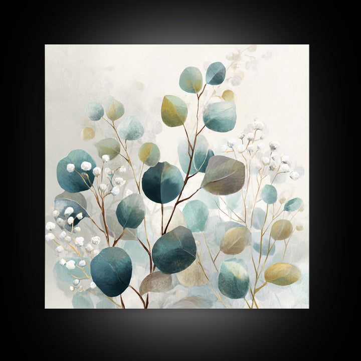 Soft Botanical Eucalyptus Print for Clean Atmosphere Canvas Print, Dental Office Art, Office Decor, Oil Painting, Calm, DOA-1x1-99