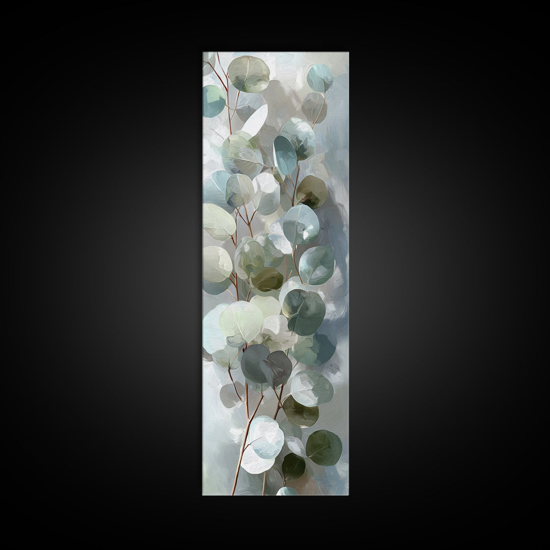 Soft Botanical Eucalyptus Print for Clean Atmosphere Framed Canvas Print, Dental Office Art, Dental Gift, Office Decor, Calm, DOA-1x3-15