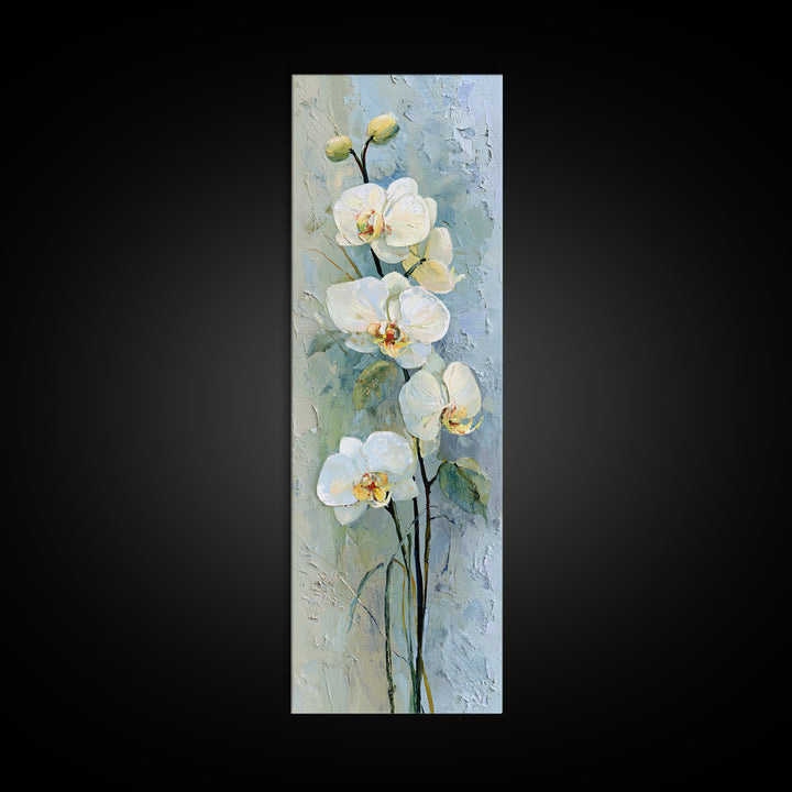 White Orchid on Stone Background Framed Canvas Print, Dental Office Art, Dentistry Art, Office Decor, Fine Art, Calm, DOA-1x3-24