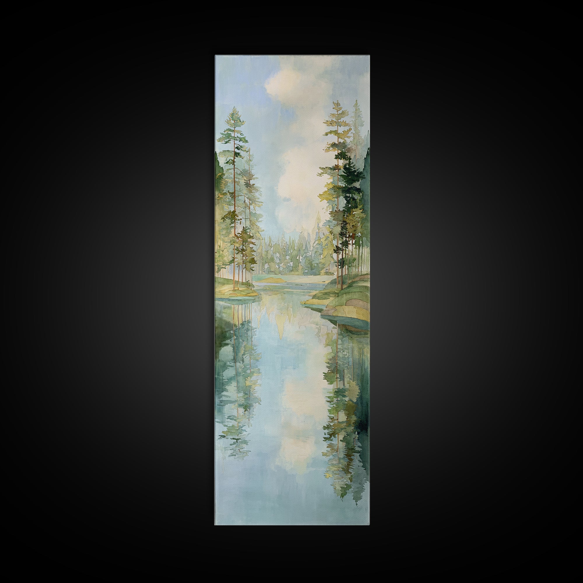 Sunlit Lake with Calming Reflections Framed Canvas Print, Dental Office Art, Dentistry Art, Office Decor, Fine Art, Calm, DOA-1x3-3