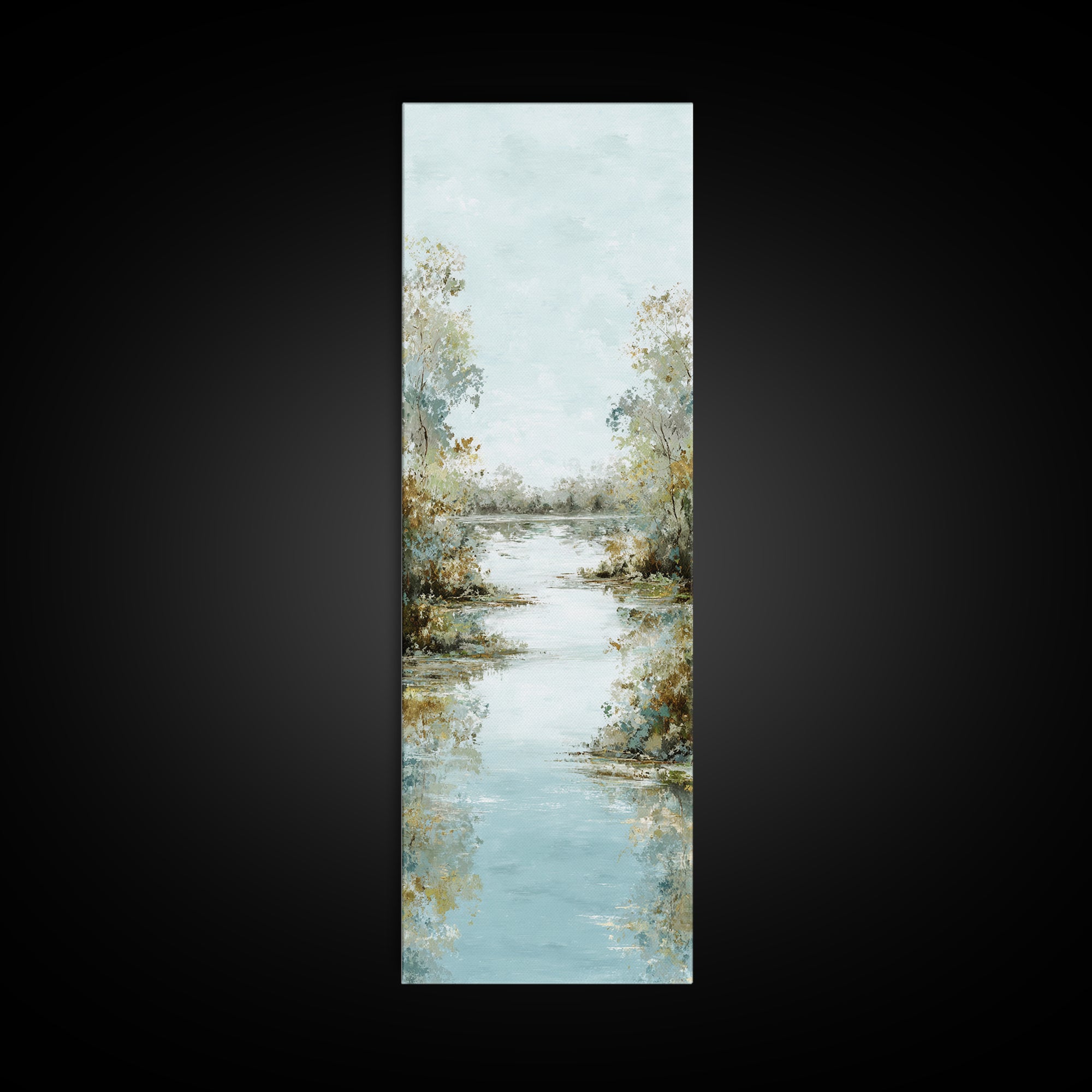 Sunlit Lake with Calming Reflections Canvas Print, Dental Office Art, Art Print, Office Decor, Fine Art, Calm, Unique Wall Art, DOA-1x3-51