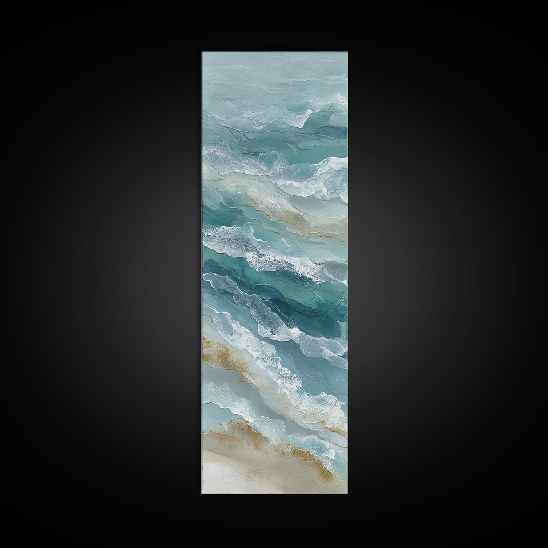 Calming Abstract Ocean Waves Framed Canvas Print, Dental Office Art, Dentist Art, Office Decor, Fine Art, Calm, Luxury Decor, DOA-1x3-61