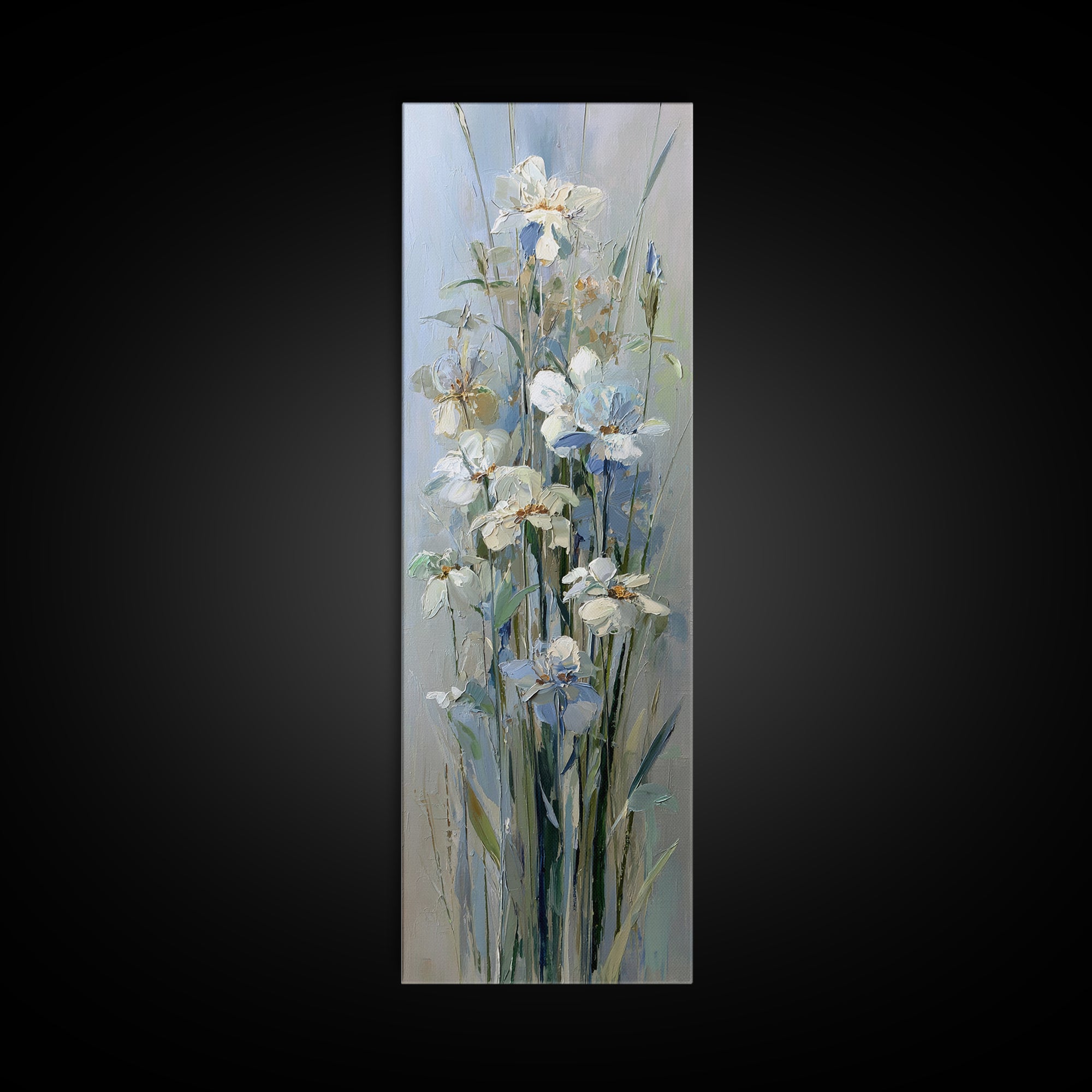 Sterile Modern Floral Painting Framed Canvas Print, Dental Office Art, Contemporary Art, Office Decor, Fine Art, Calm, DOA-1x3-71