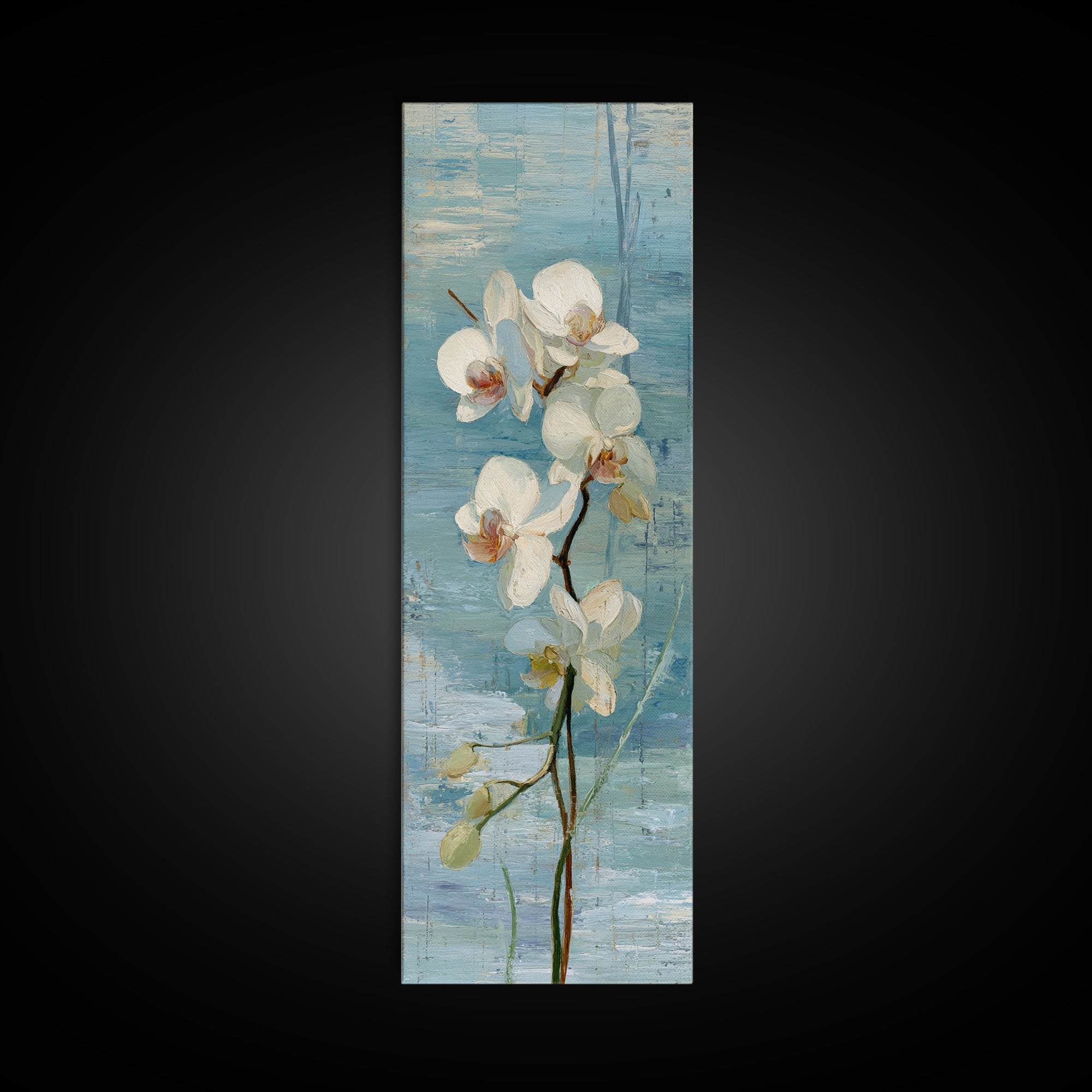White Orchid on Stone Background Canvas Print, Dental Office Art, Art Print, Office Decor, Fine Art, Calm, Unique Wall Art, DOA-1x3-72