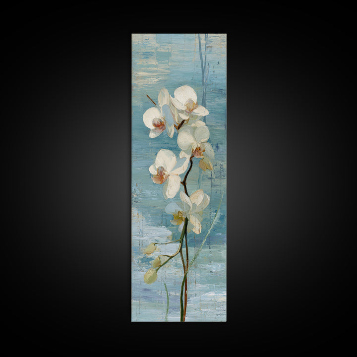 White Orchid on Stone Background Canvas Print, Dental Office Art, Art Print, Office Decor, Fine Art, Calm, Unique Wall Art, DOA-1x3-72
