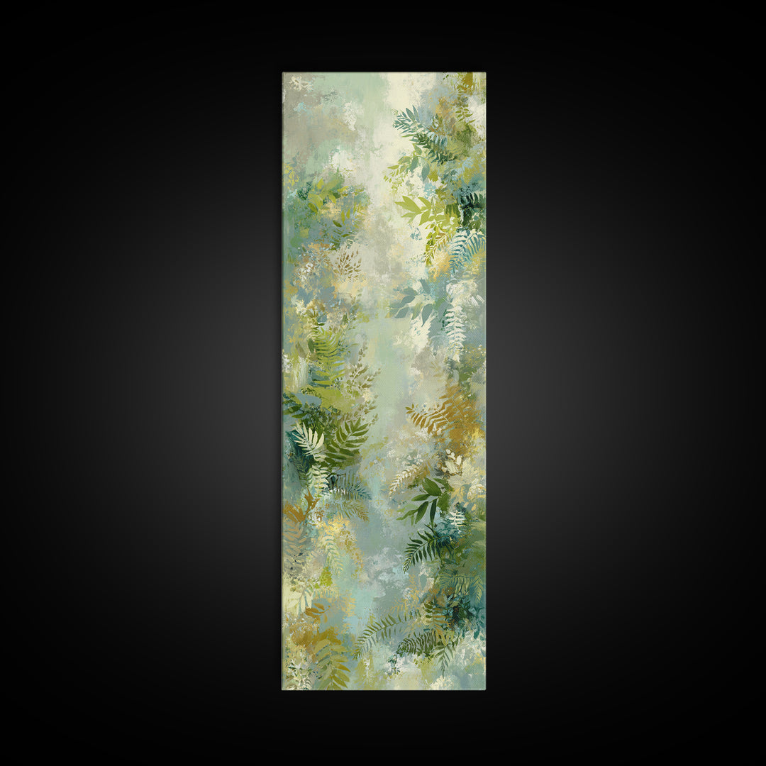 Botanical Fern Study Framed Canvas Print, Dental Office Art, Room Decor, Office Decor, Oil Painting, Calm, Minimalist Wall Art, DOA-1x3-79