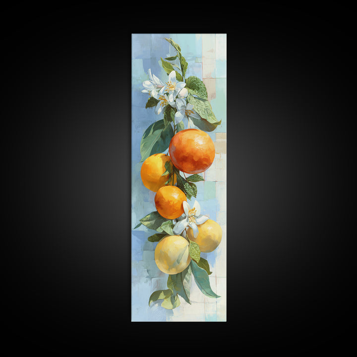 Fresh Citrus and Mint Still Life Framed Canvas Print, Dental Office Art, Office Decor, Oil Painting, Calm, Medical Art, DOA-1x3-91
