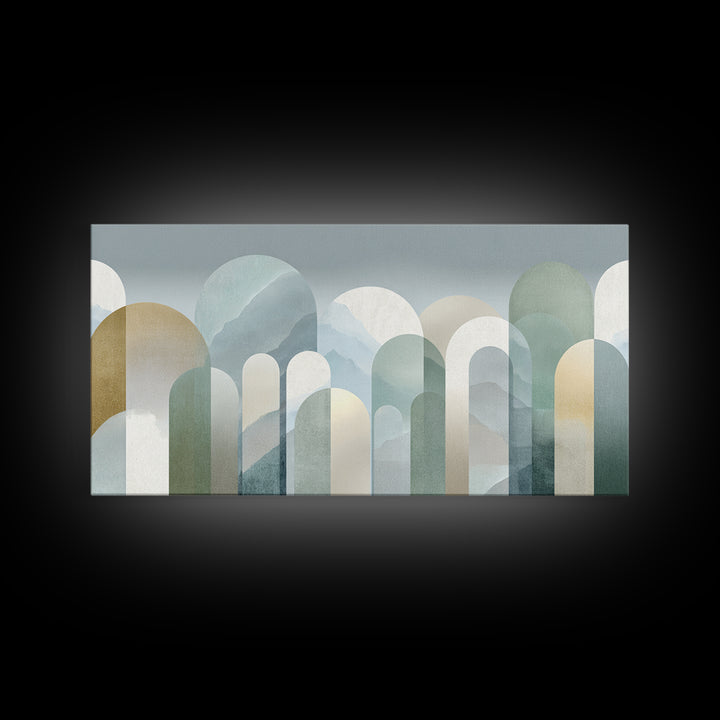 Light Scandinavian Abstract Arches Framed Canvas Print, Dental Office Art, Home Decor, Office Decor, Abstract Art, Calm, DOA-2x1-13