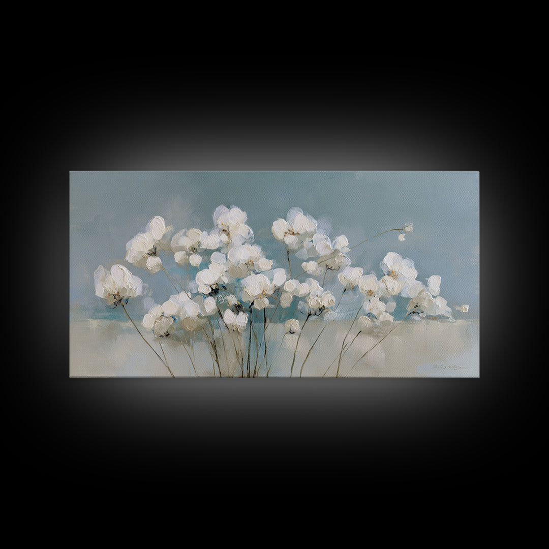 Sterile Modern Floral Painting Framed Canvas Print, Dental Office Art, Minimalist Wall Art, Office Decor, Fine Art, Calm, DOA-2x1-55