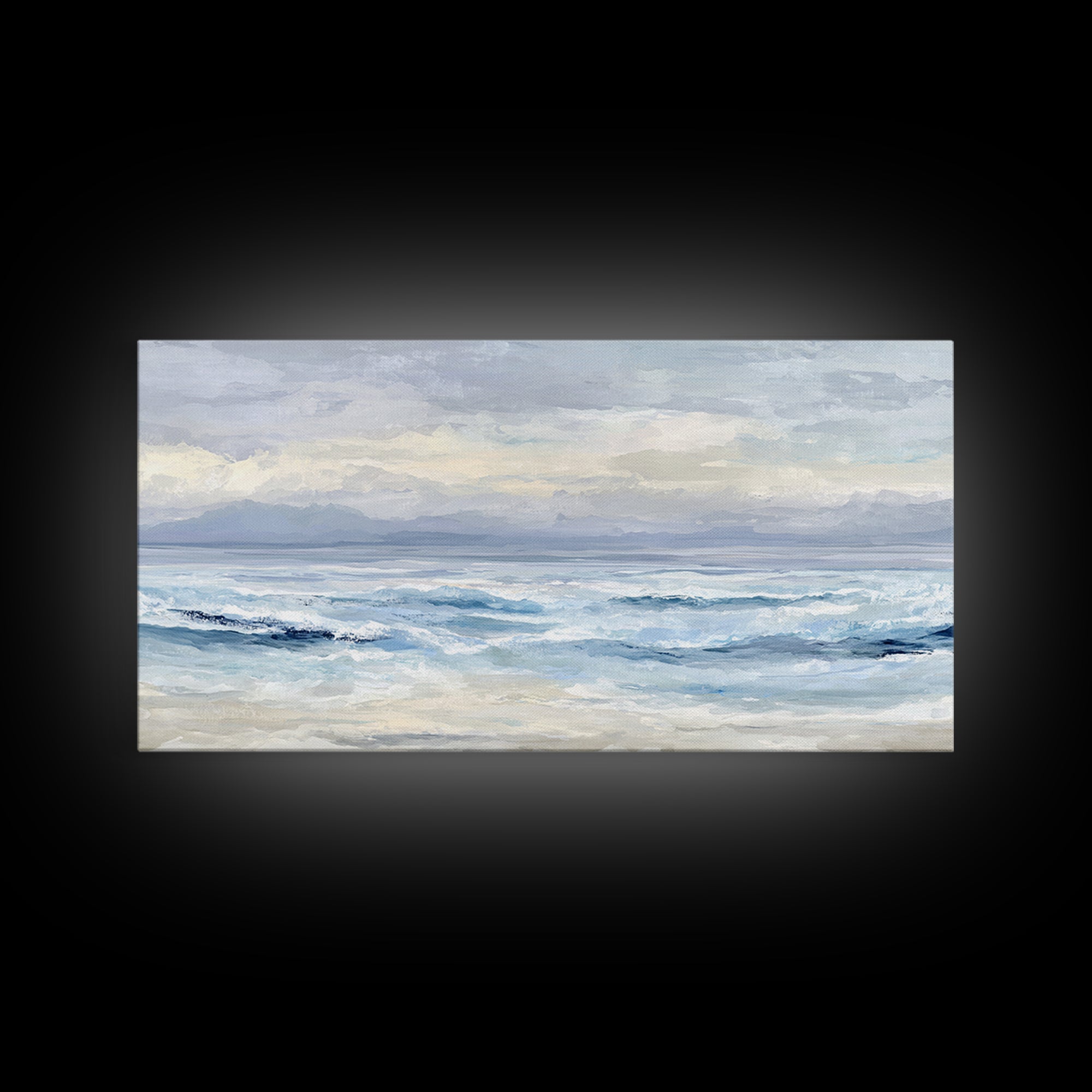 Calming Abstract Ocean Waves Canvas Print, Dental Office Art, Minimalist Decor, Office Decor, Calm, Motivational Poster, DOA-2x1-69
