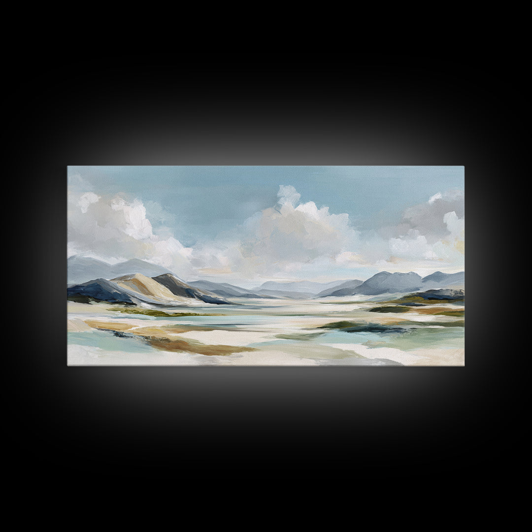Gentle Mountain Landscape Framed Canvas Print, Dental Office Art, Unique Wall Art, Office Decor, Calm, Dental Assistant, DOA-2x1-72