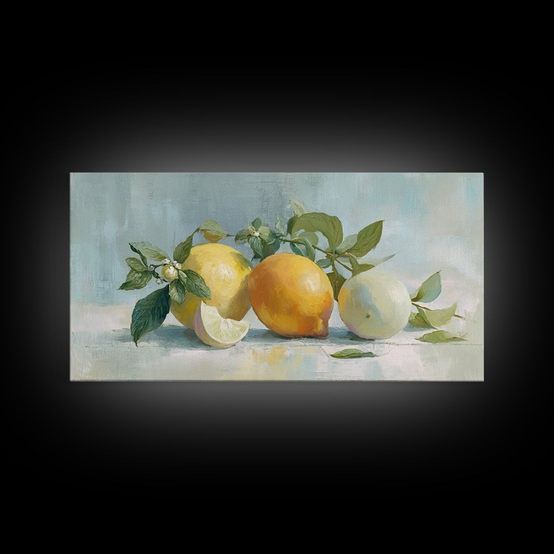 Fresh Citrus and Mint Still Life Framed Canvas Print, Dental Office Art, Medical Office Art, Office Decor, Fine Art, Calm, DOA-2x1-75
