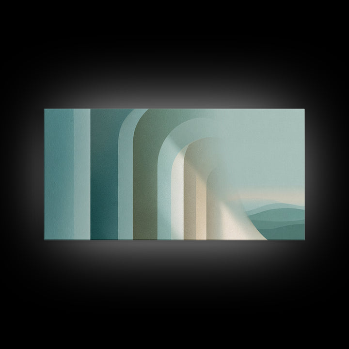 Light Scandinavian Abstract Arches Framed Canvas Print, Dental Office Art, Textured Painting, Office Decor, Fine Art, Calm, DOA-2x1-85