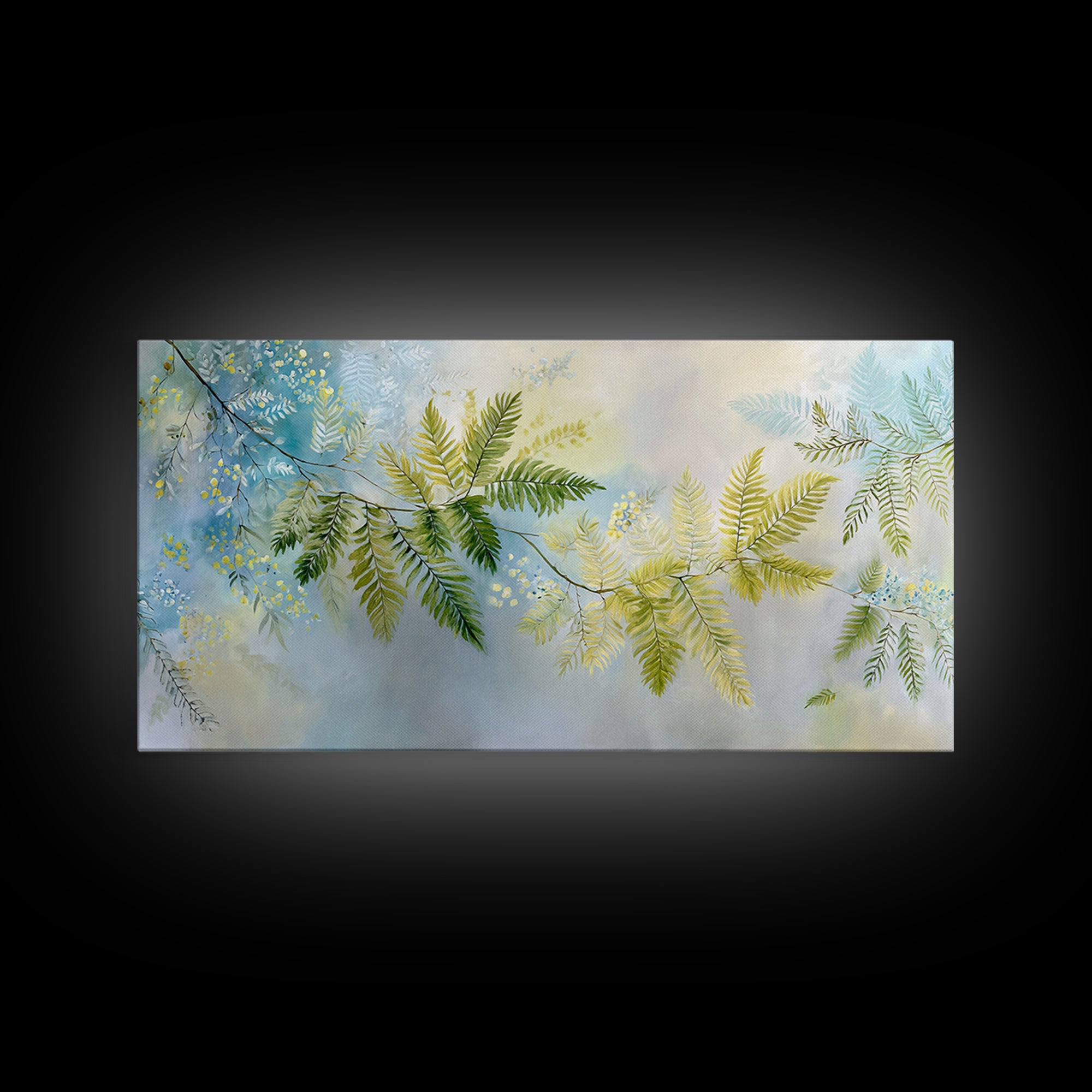 Botanical Fern Study Framed Canvas Print, Dental Office Art, Dental Hygiene, Office Decor, Watercolor Art, Calm, DOA-2x1-87