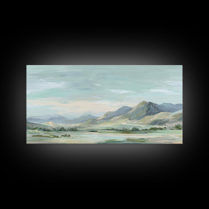 Gentle Mountain Landscape Framed Canvas Print, Dental Office Art, Medical Decor, Office Decor, Fine Art, Calm, Home Decor, DOA-2x1-96