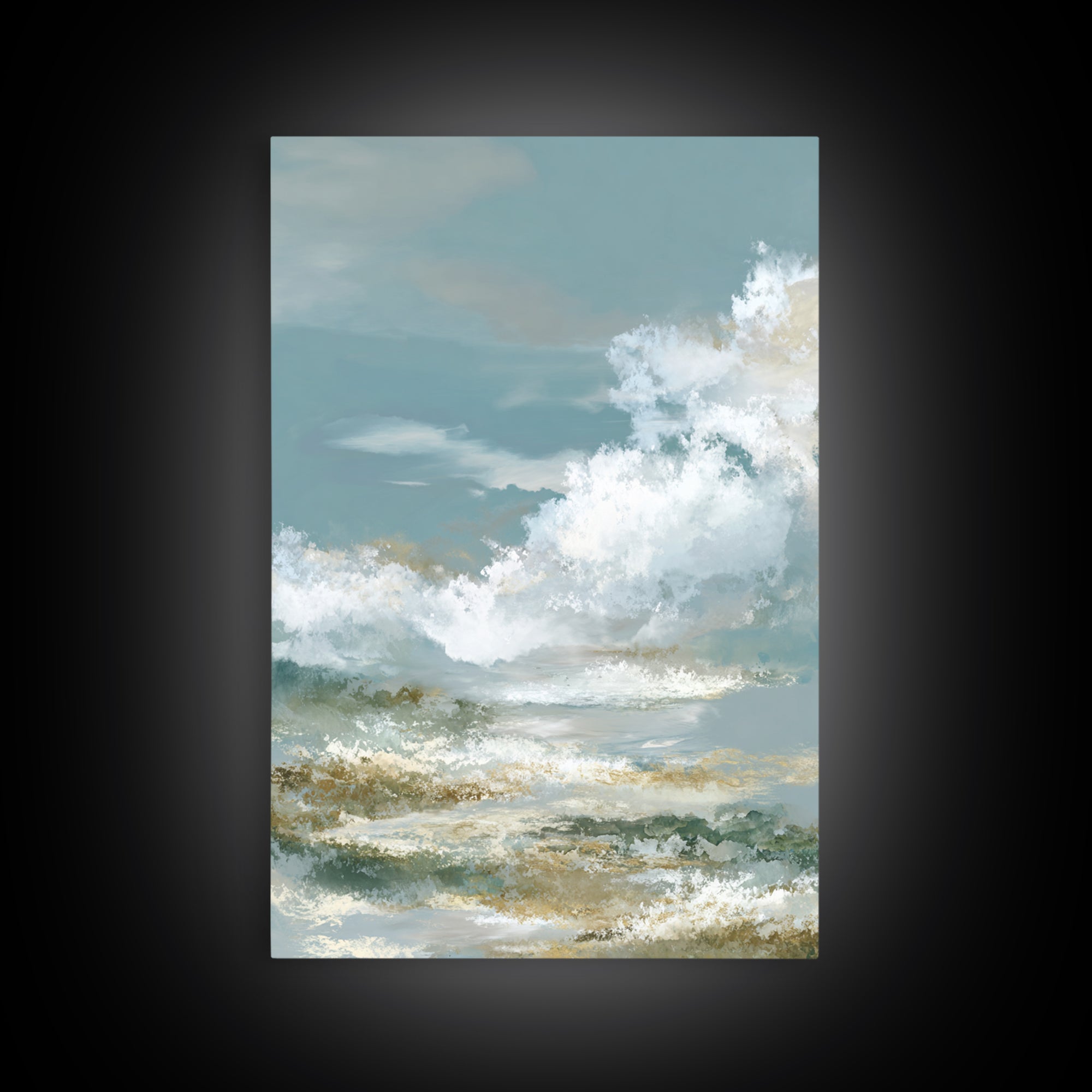 Peaceful Clouds over Open Meadow Framed Canvas Print, Dental Office Art, Modern Decor, Office Decor, Fine Art, Calm, Poster, DOA-2x3-17