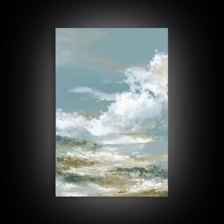 Peaceful Clouds over Open Meadow Framed Canvas Print, Dental Office Art, Modern Decor, Office Decor, Fine Art, Calm, Poster, DOA-2x3-17