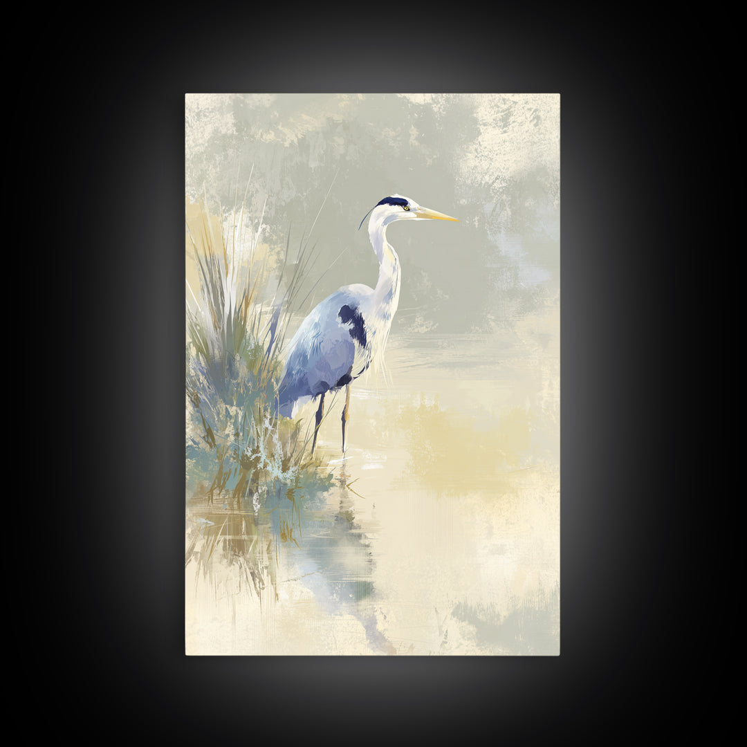 Blue Heron by Calm Marsh Water Canvas Print, Dental Office Art, Dental Art, Office Decor, Fine Art, Calm, Dental Gift, DOA-2x3-31