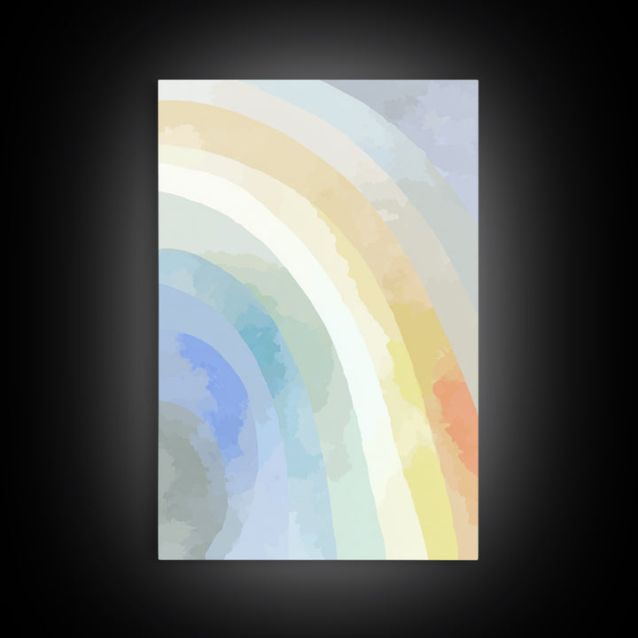 Simple Rainbow Pastel Shapes for Children Framed Canvas Print, Dental Office Art, Boho Decor, Office Decor, Abstract Art, Calm, DOA-2x3-53