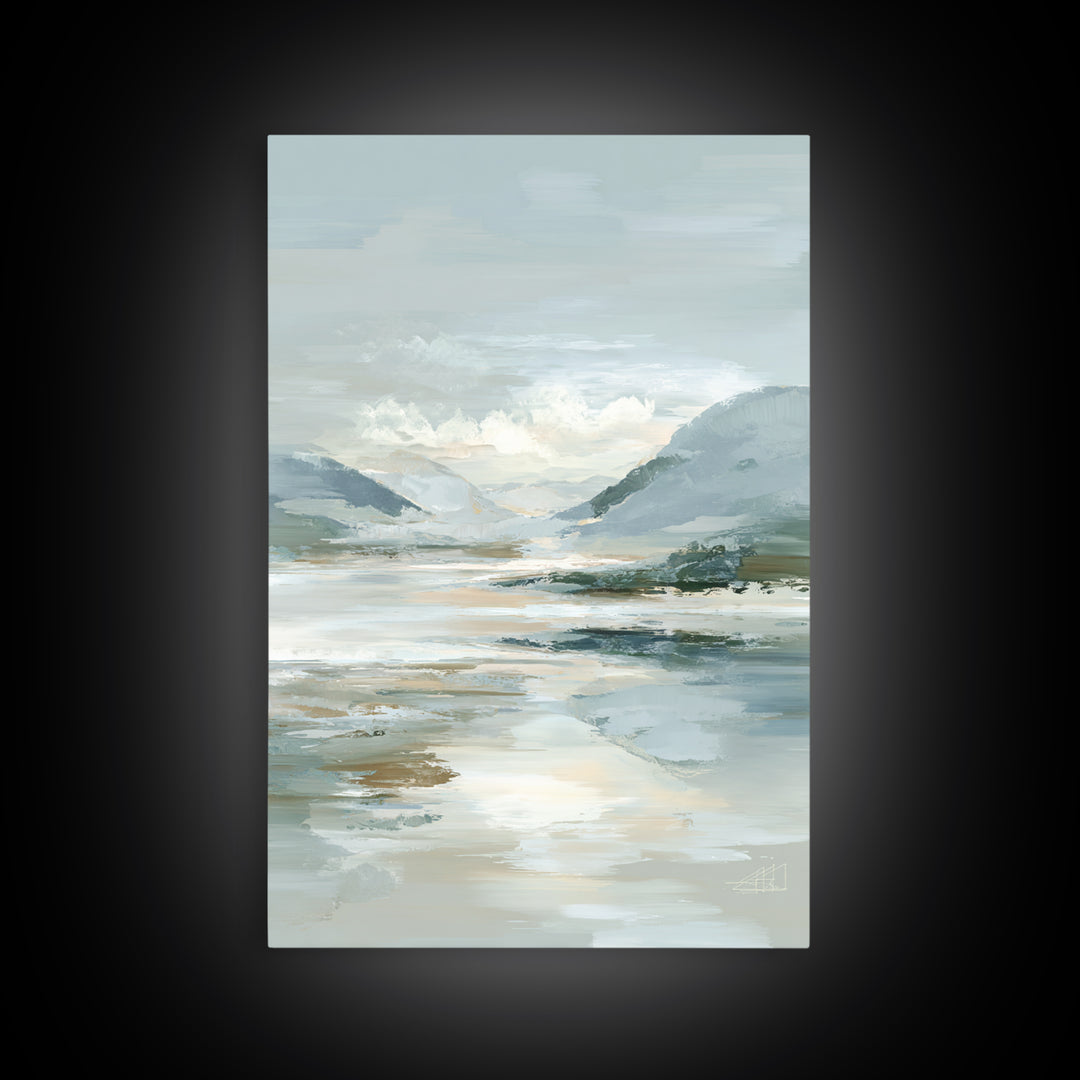 Gentle Mountain Landscape Framed Canvas Print, Dental Office Art, Dentist Art, Office Decor, Fine Art, Calm, Luxury Decor, DOA-2x3-60