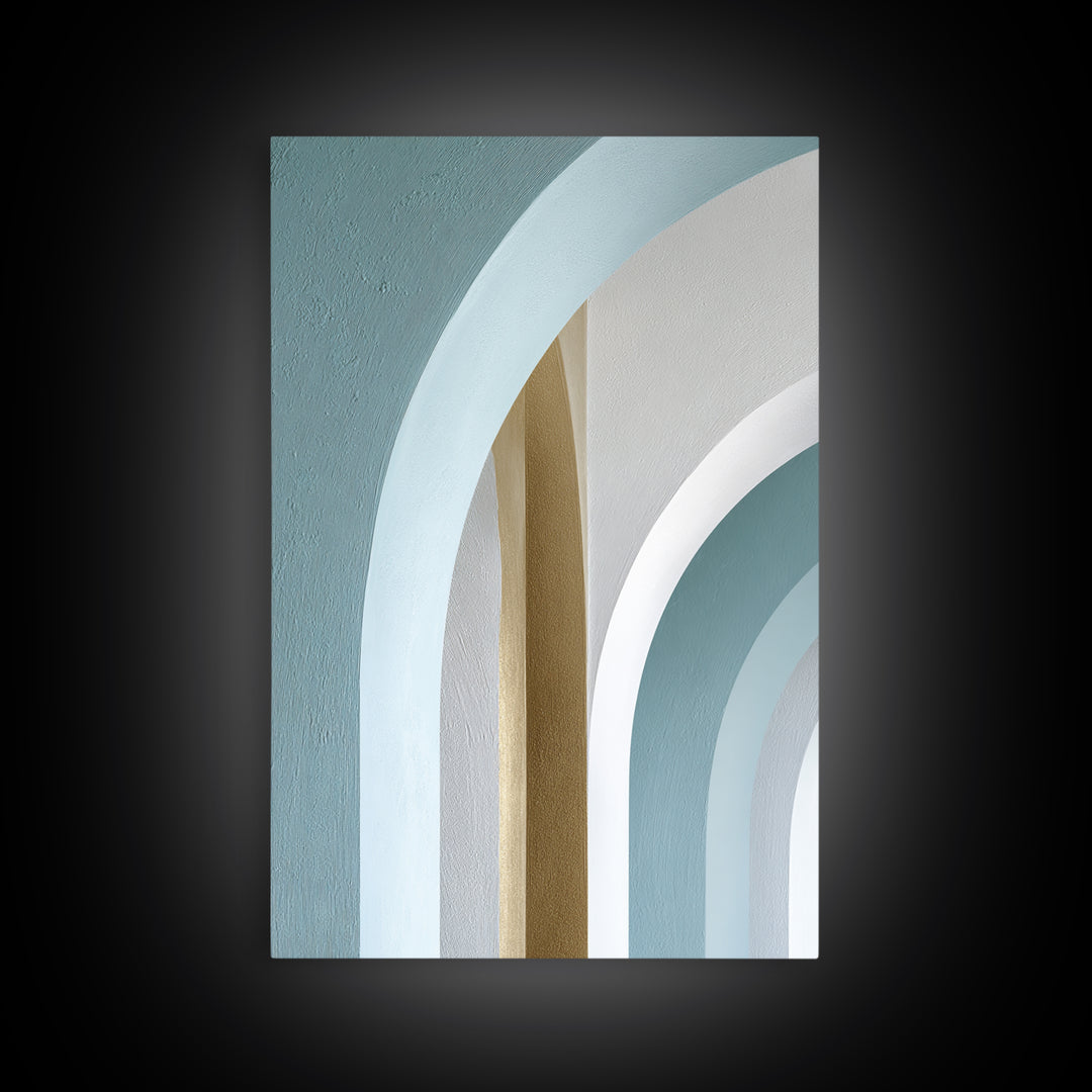 Light Scandinavian Abstract Arches Framed Canvas Print, Dental Office Art, Textured Painting, Office Decor, Abstract Art, Calm, DOA-2x3-73