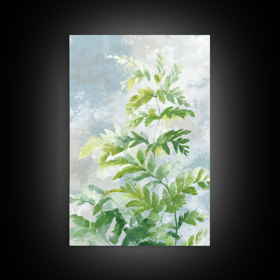 Botanical Fern Study Framed Canvas Print, Dental Office Art, Medical Office Art, Office Decor, Watercolor Art, Calm, DOA-2x3-75