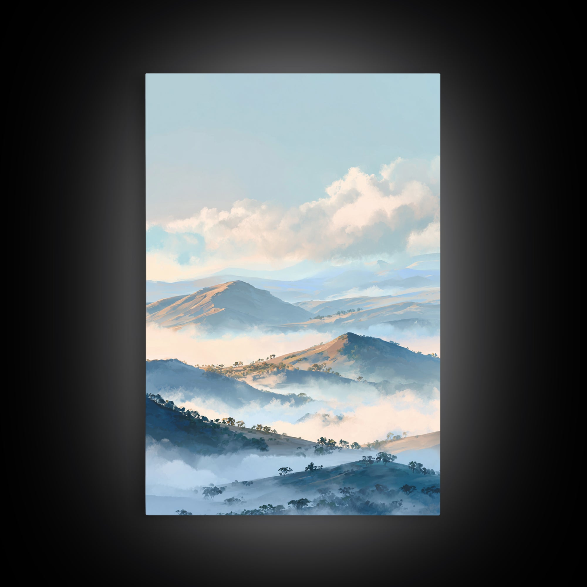 Soft Gradient Sunrise Framed Canvas Print, Dental Office Art, Textured Painting, Office Decor, Calm, Room Decor Aesthetic, DOA-2x3-76