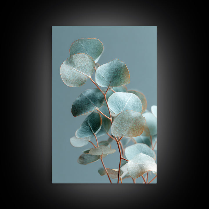 Soft Botanical Eucalyptus Print for Clean Atmosphere Framed Canvas Print, Dental Office Art, Boho Decor, Office Decor, Calm, DOA-2x3-83