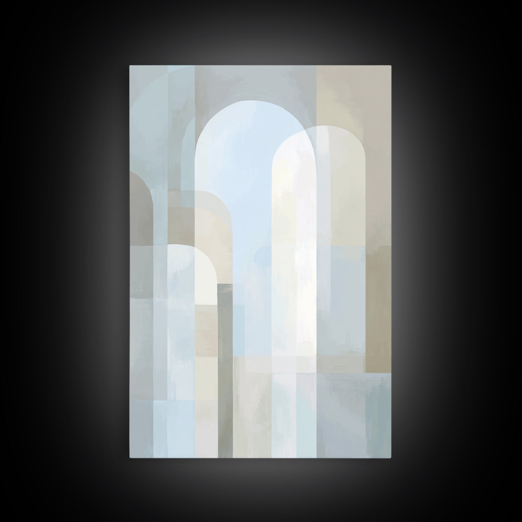 Light Scandinavian Abstract Arches Framed Canvas Print, Dental Office Art, Textured Painting, Office Decor, Abstract Art, Calm, DOA-2x3-97